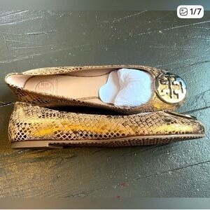 Tory Burch Metallic Snakeskin Loafers